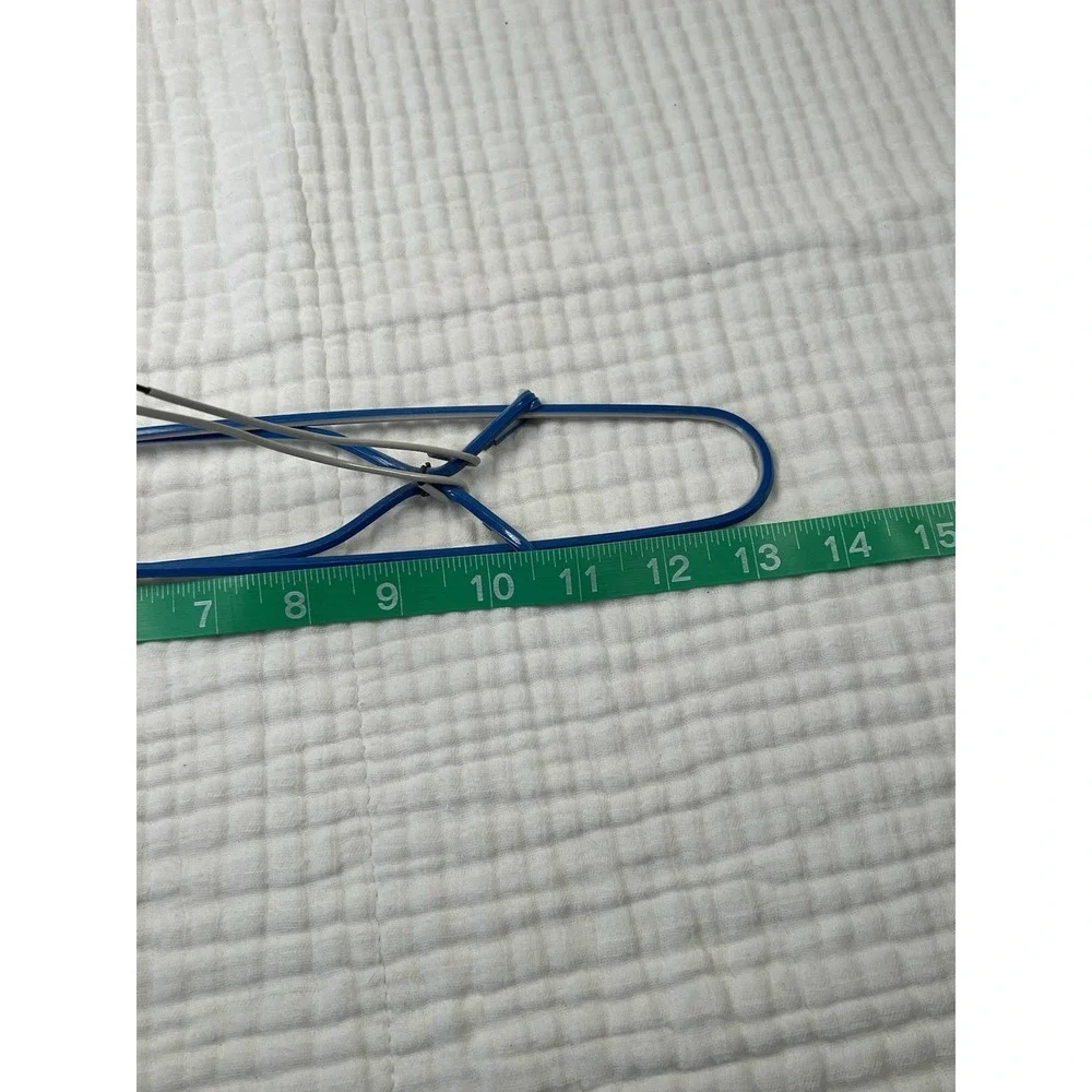 Vintage Folding Wire Travel Clothes Hanger Blue Vinyl Coated Collapsible Luggage